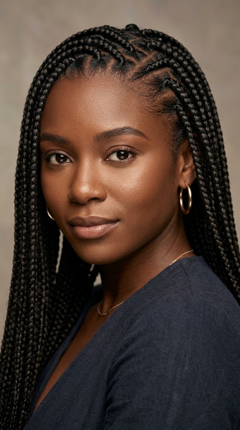 Zig-Zag Parted Box Braids