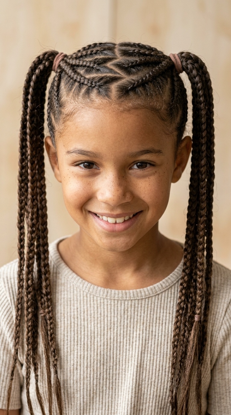 Zig-Zag Parted Braided Pigtails