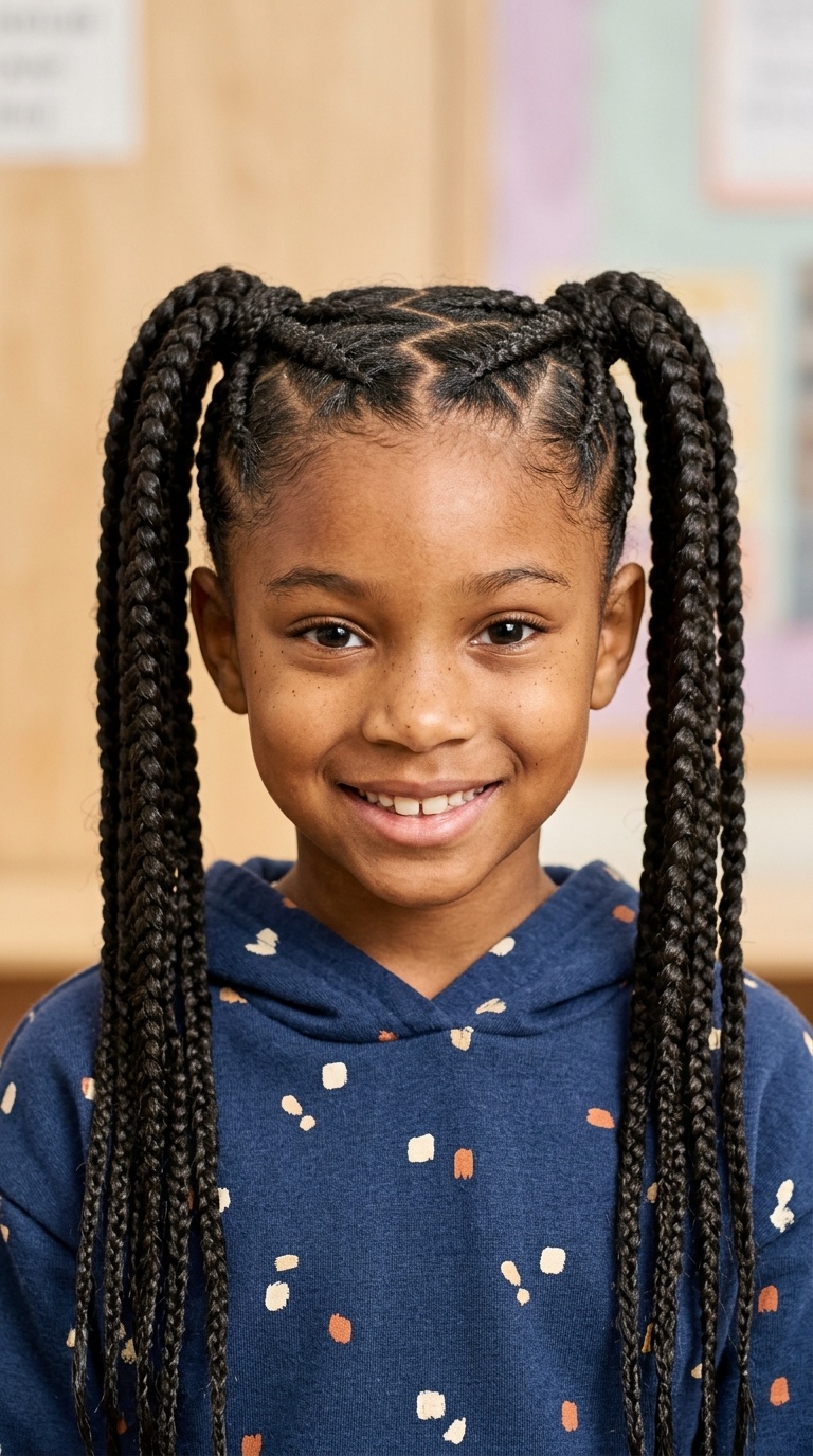 Zig-Zag Parted Braided Ponies