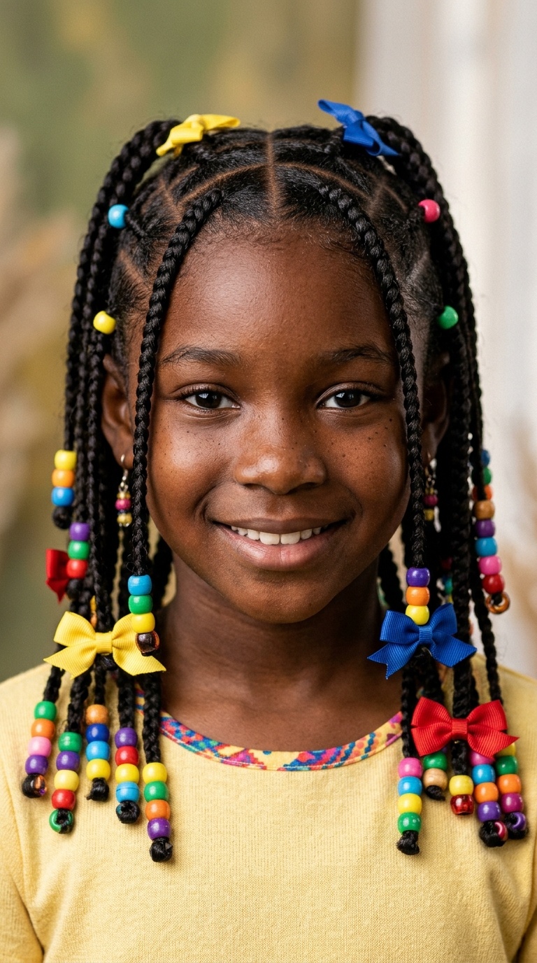 Zig-Zag Parted Braids with Multi-Colored Beads