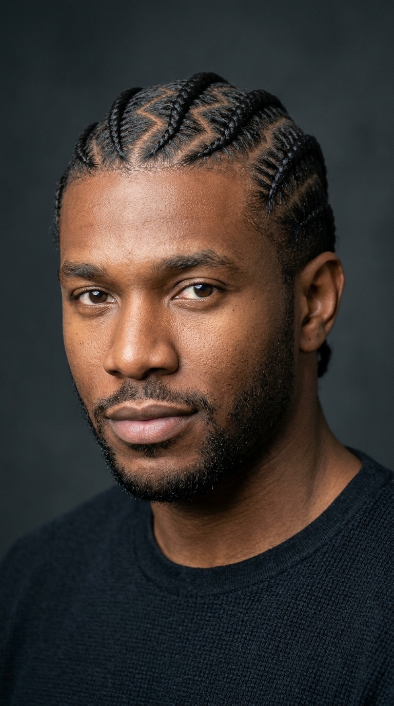 Zig-Zag Parted Cornrows