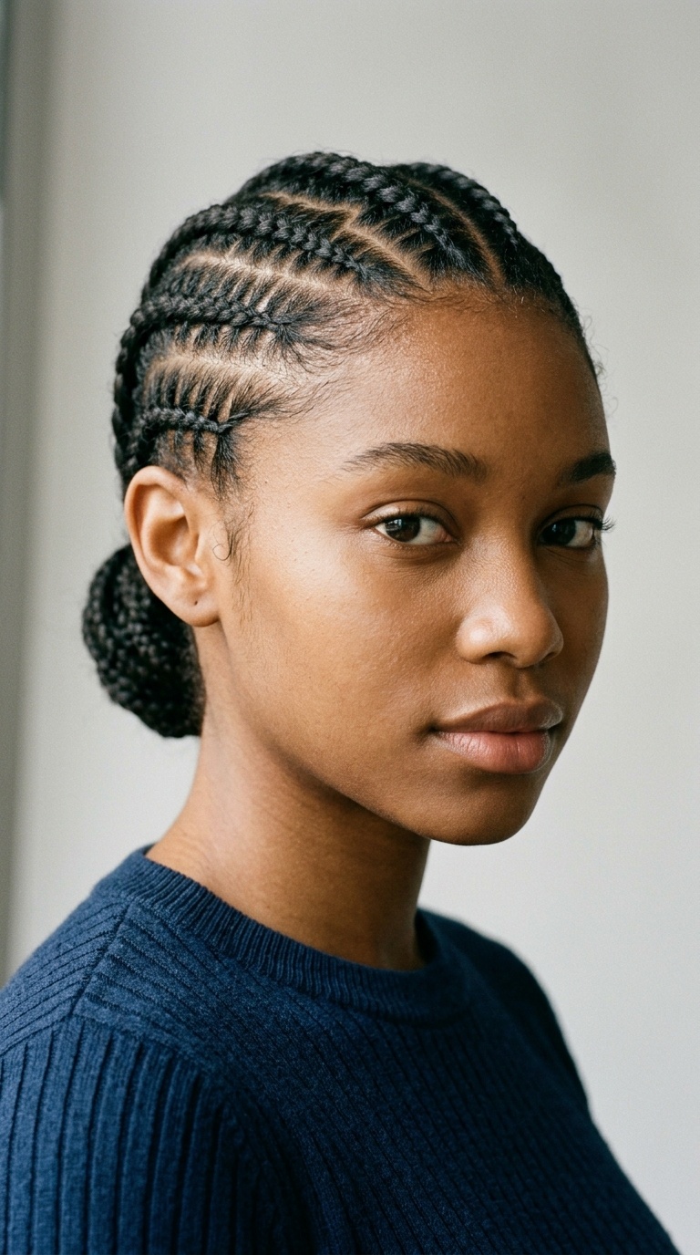 Zig-Zag Parted Cornrows