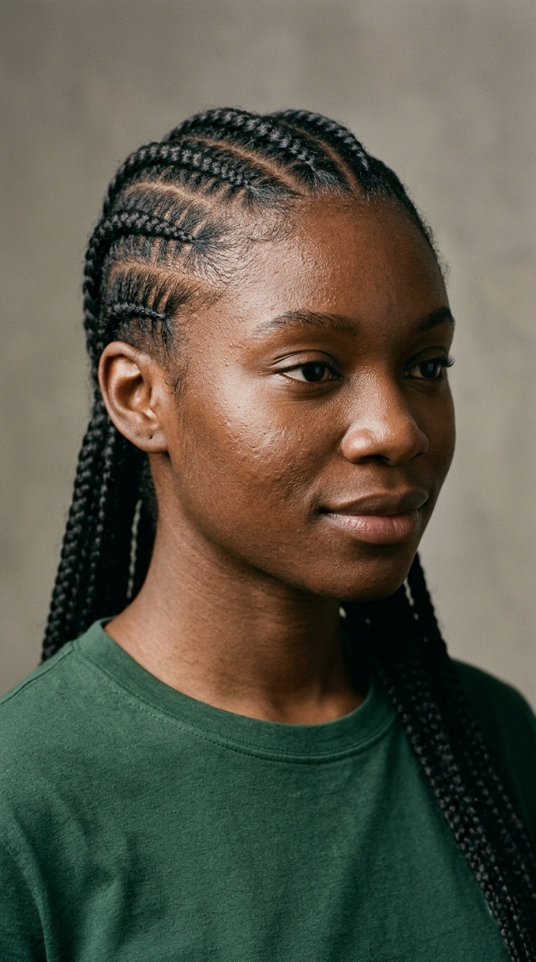 Zig-Zag Parted Cornrows
