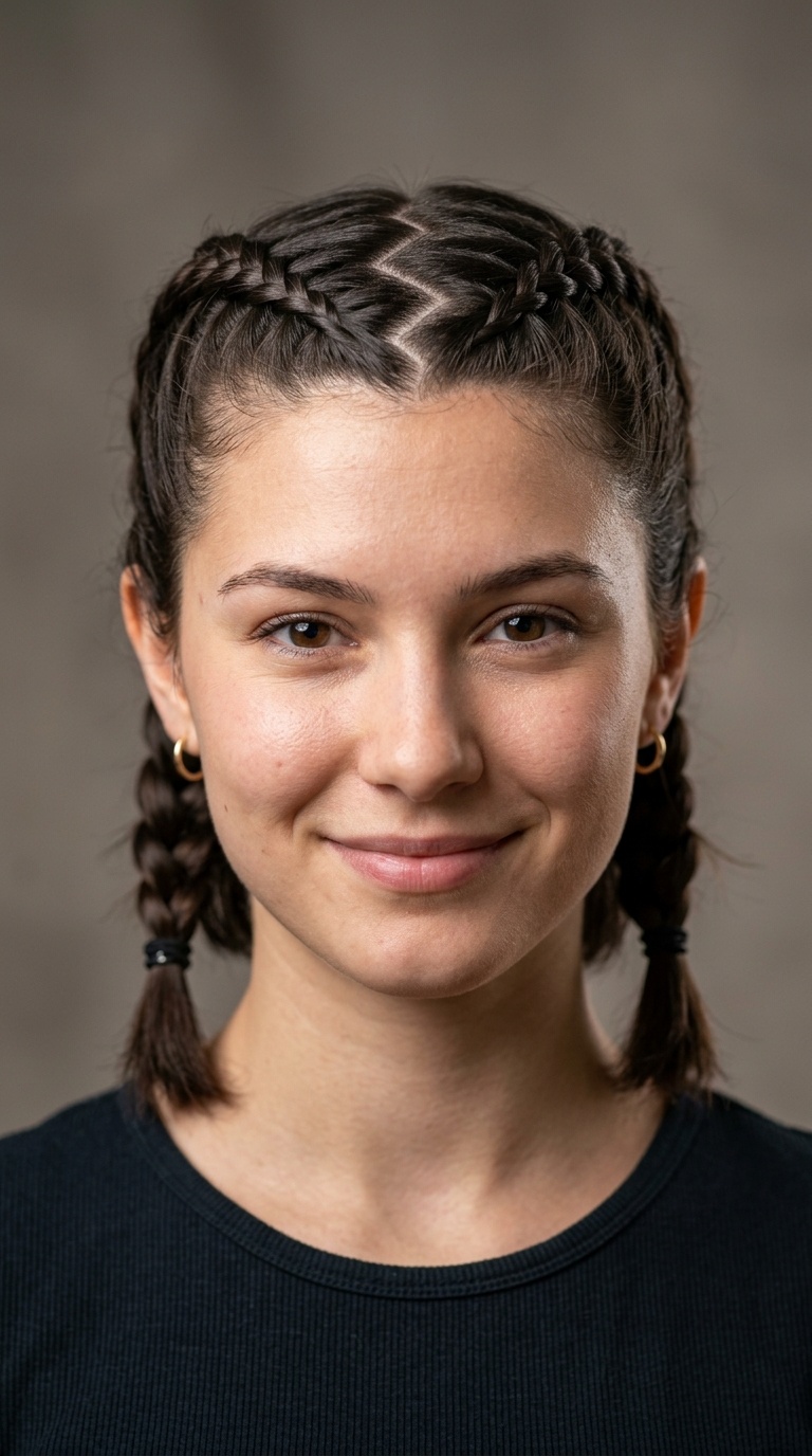Zig-Zag Parted Dutch Braids