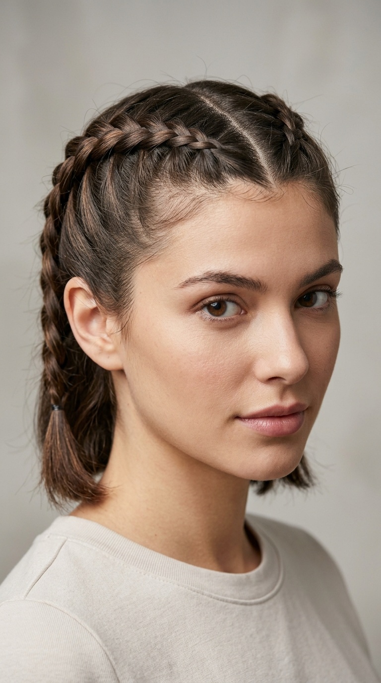 Zig-Zag Parted Dutch Braids