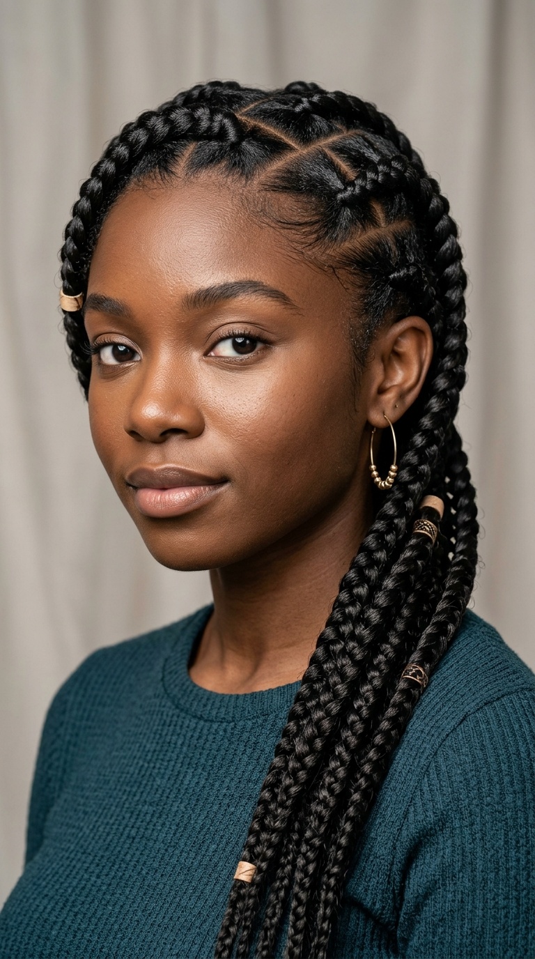 Zig-Zag Parted Goddess Braids