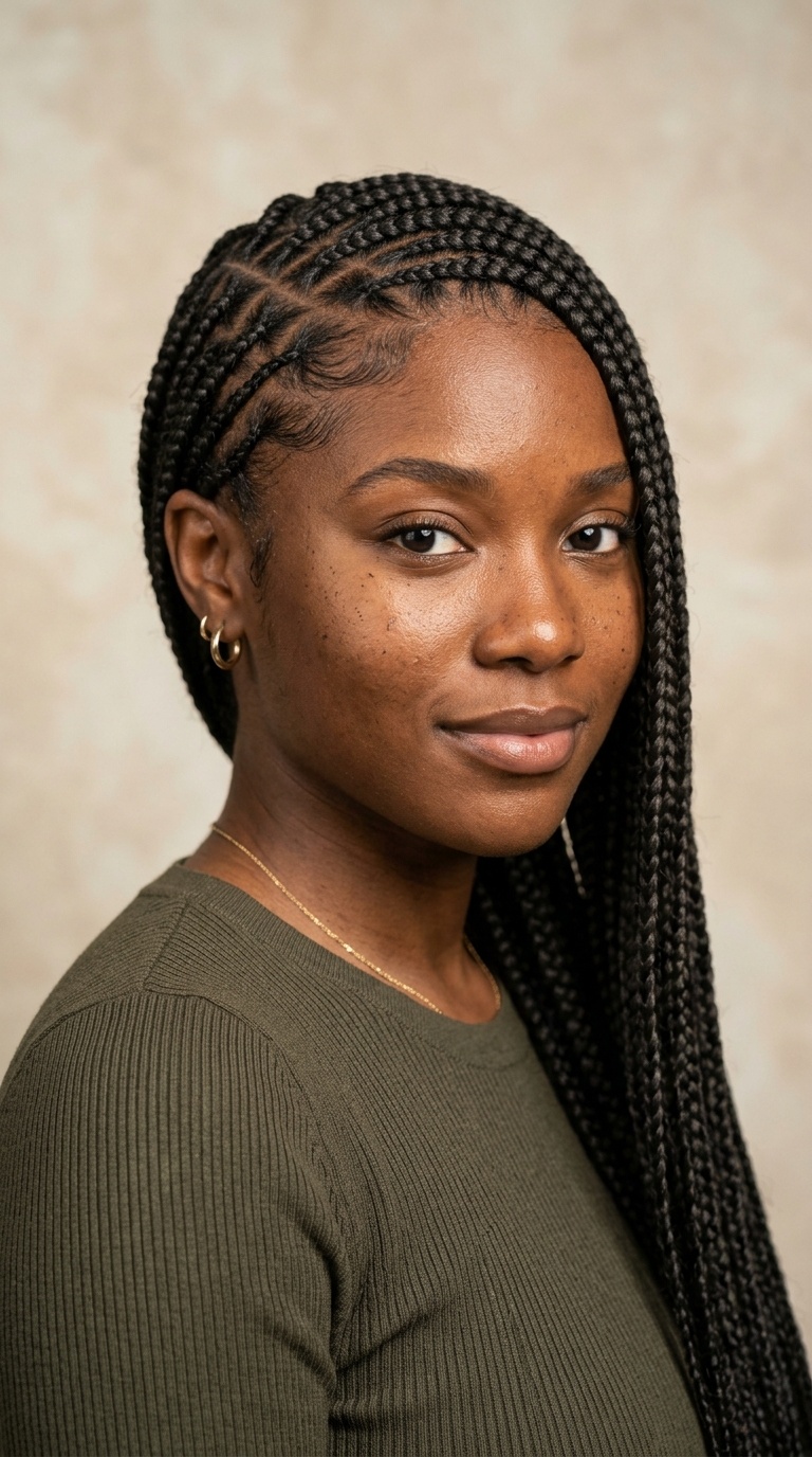 Zig-Zag Parted Lemonade Braids