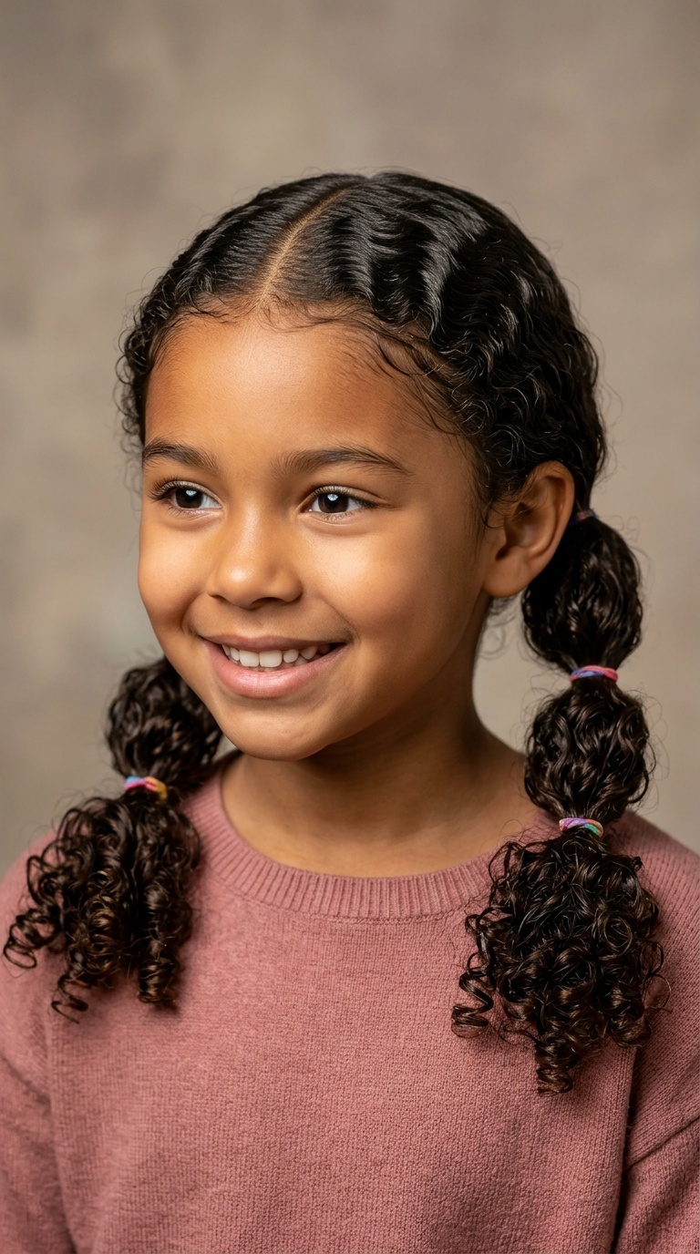 Zig-Zag Parted Low Pigtails