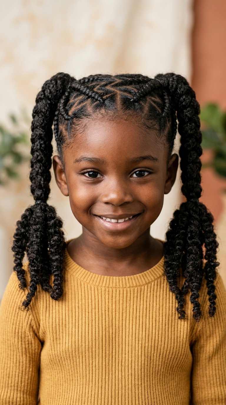 Zig-Zag Parted Pigtails