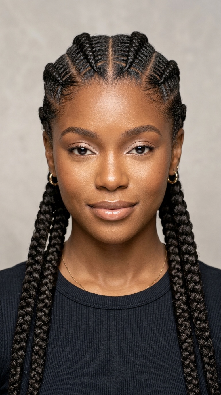 Zig-Zag Parted Snoop Braids