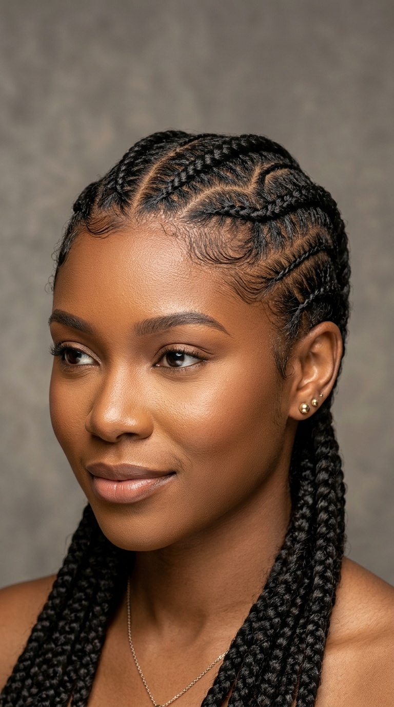 Zig-Zag Parting Cornrows