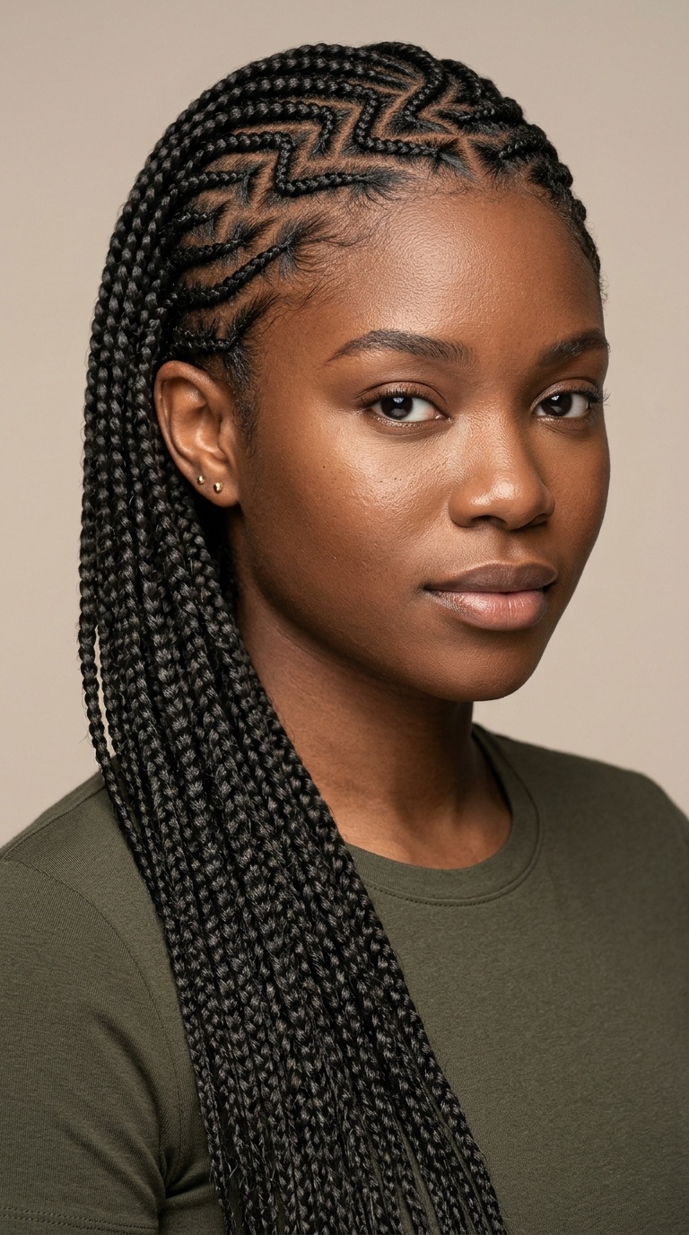 Zig-Zag Parting Lemonade Braids