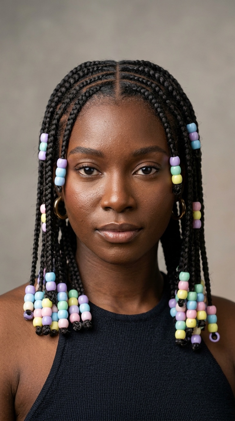 Zig-Zag Parting with Soft Pastel Beads